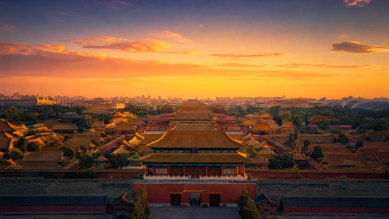 黄昏下的紫禁城桌面壁纸