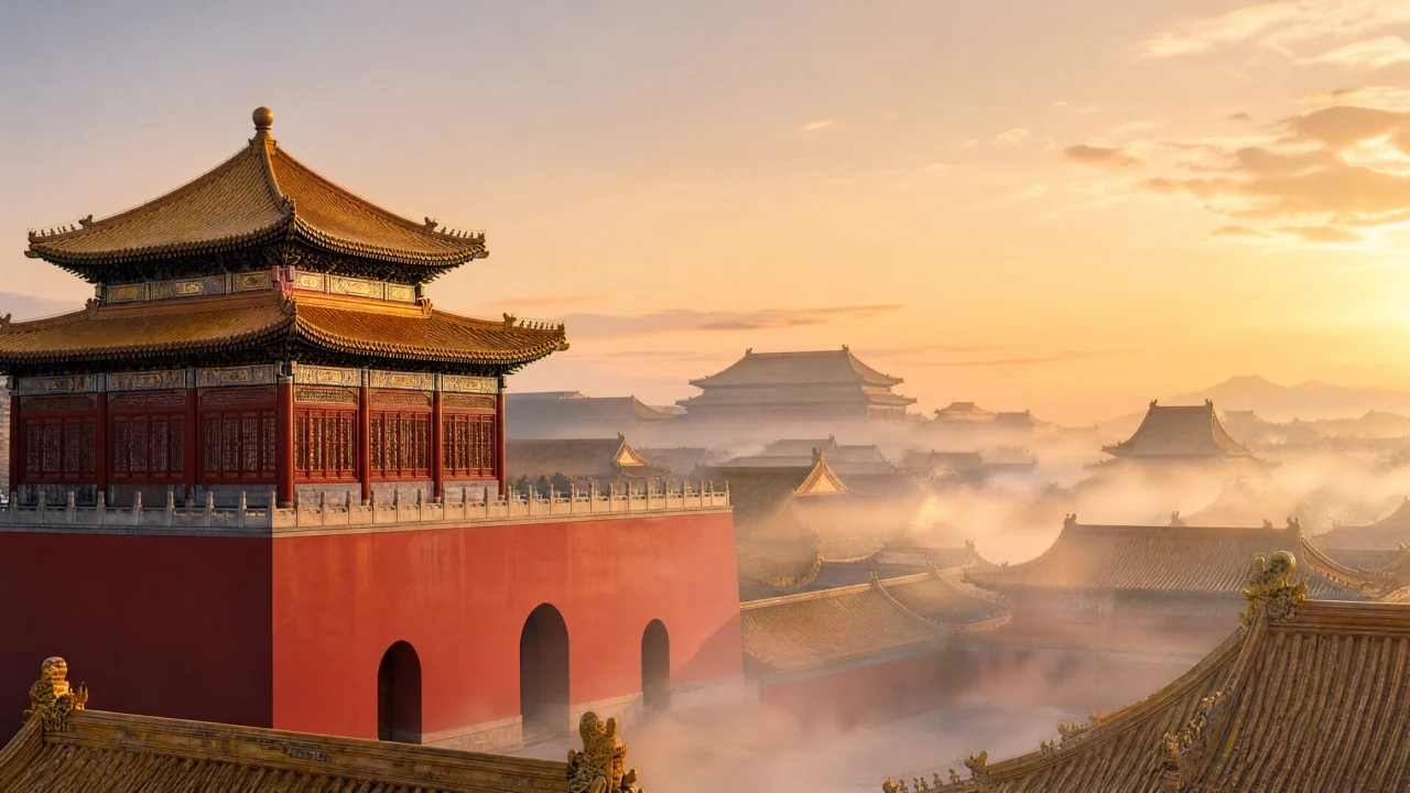故宫晨曦金瓦桌面壁纸