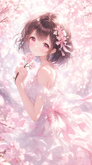 萌系动漫少女粉色梦境手机壁纸
