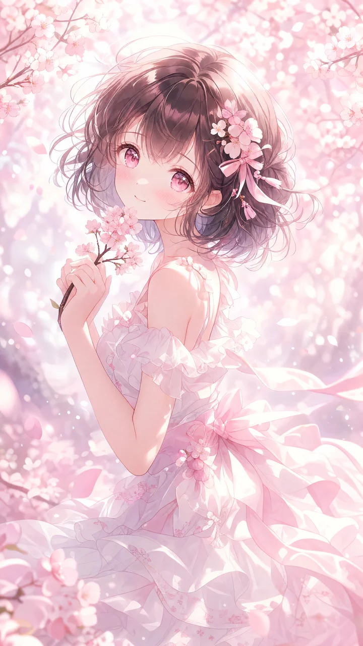 萌系动漫少女粉色梦境手机壁纸