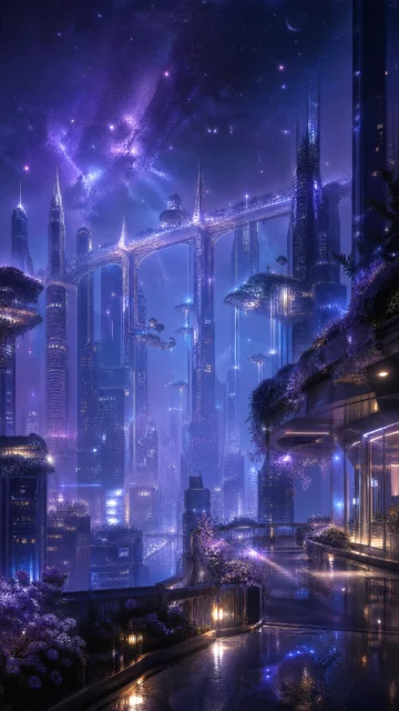 城市幻想霓虹夜景手机壁纸
