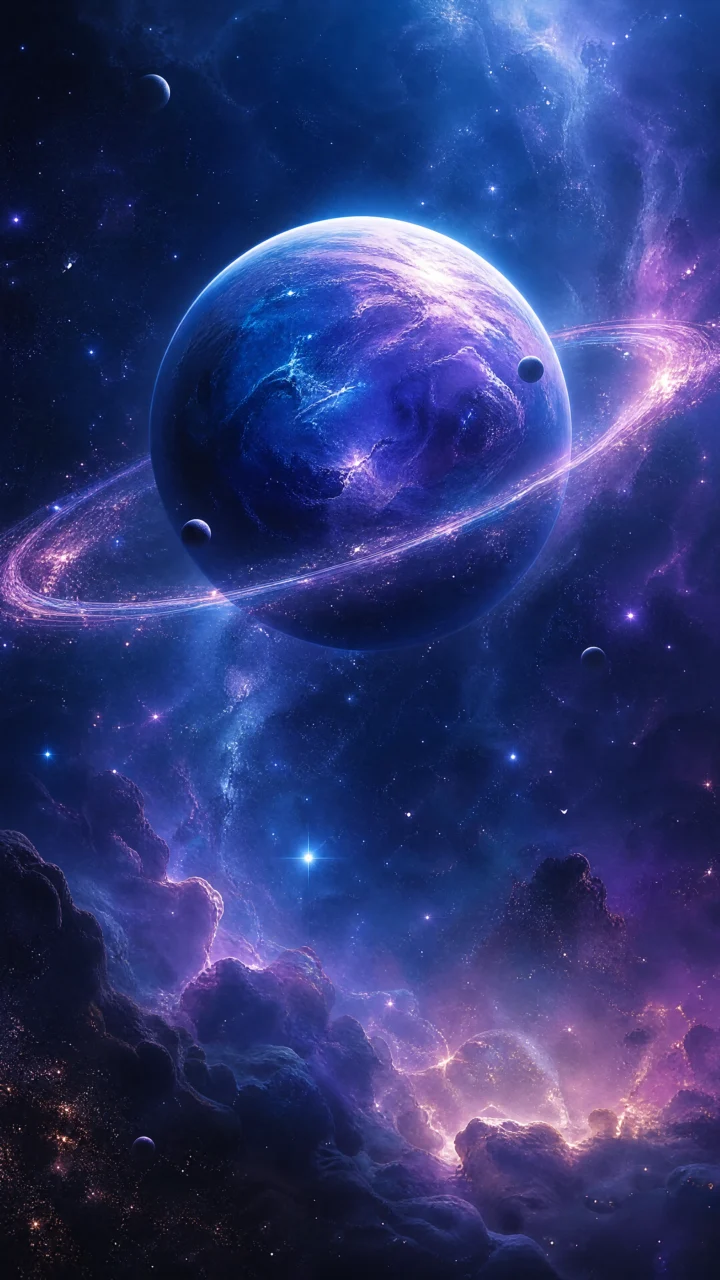 蓝紫星河行星手机壁纸
