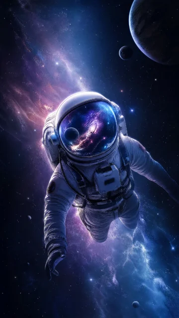 星云中的宇航员手机壁纸