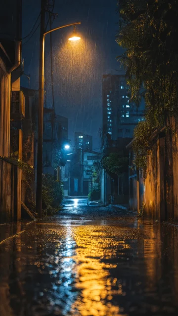雨夜街灯手机壁纸