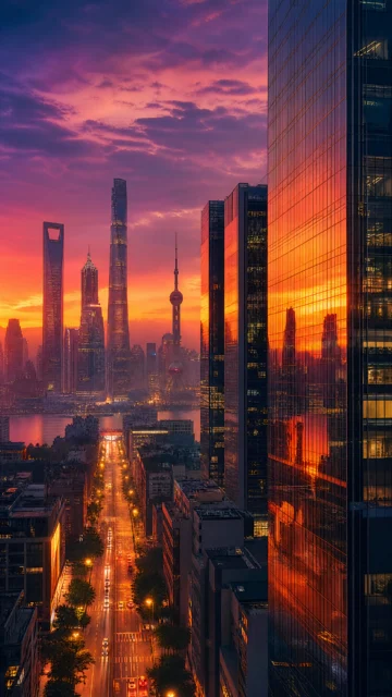 黄昏城市手机壁纸