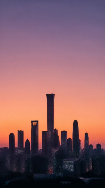 高楼剪影日暮城市壁纸