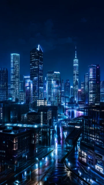 蓝调夜城手机壁纸