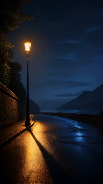 路灯长影夜色手机壁纸