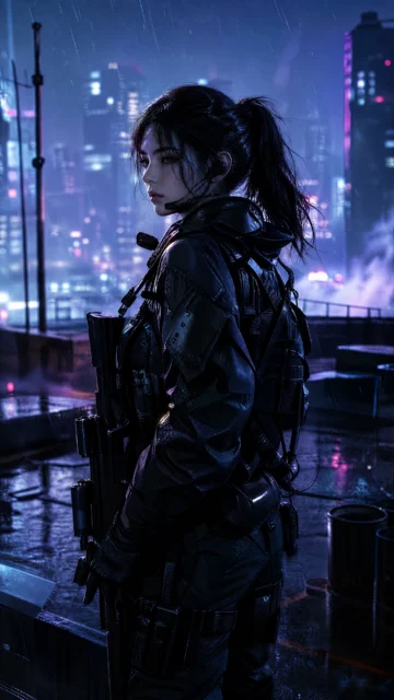 雨夜霓虹战术干员手机壁纸