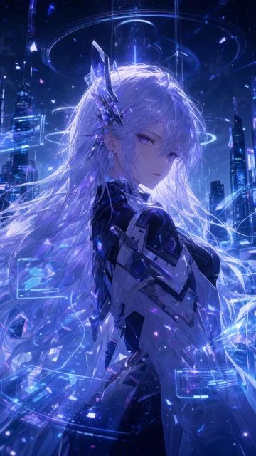 二次元科幻霓虹少女手机壁纸