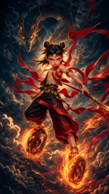 哪吒高清炽焰手机壁纸