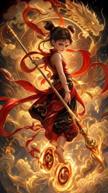 哪吒国风烈焰手机壁纸