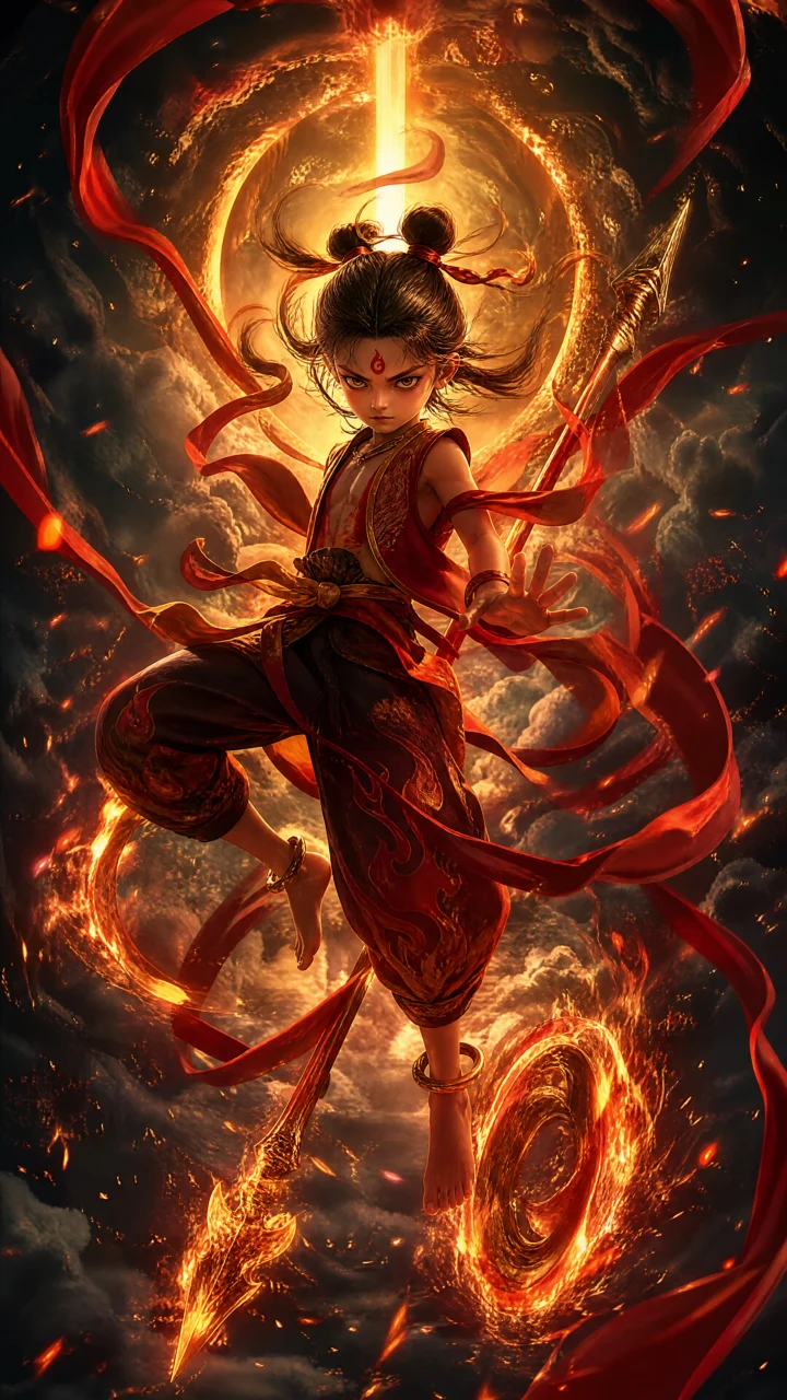 哪吒魔童炽焰觉醒手机壁纸