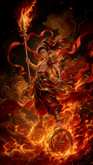 哪吒火焰神威手机壁纸