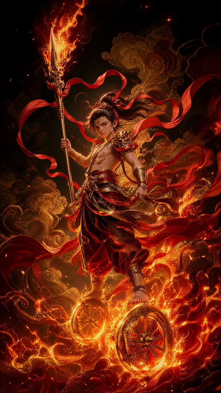 哪吒火焰神威手机壁纸