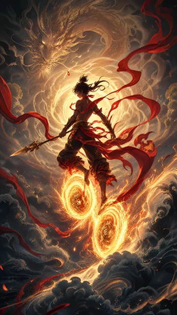 哪吒风火轮炽焰手机壁纸