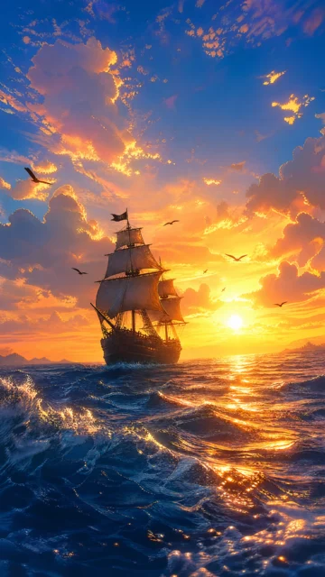 海贼王风格热血航海手机壁纸