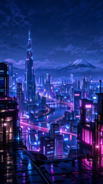 东京3未来霓虹城市手机壁纸