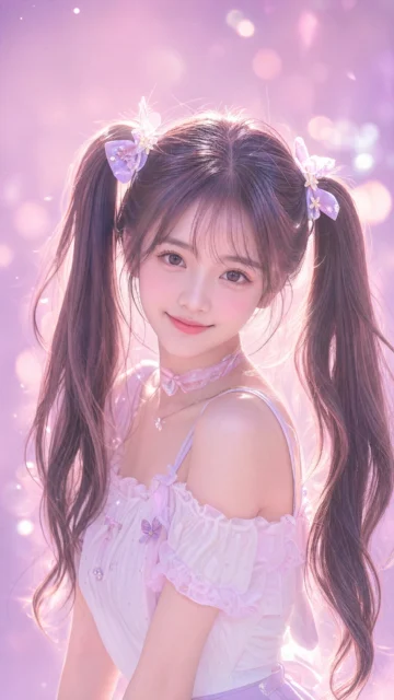 甜美双马尾少女手机壁纸