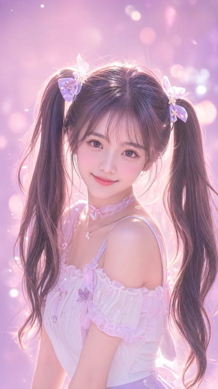甜美双马尾少女手机壁纸