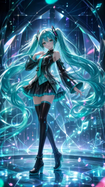 初音未来霓虹舞台手机壁纸
