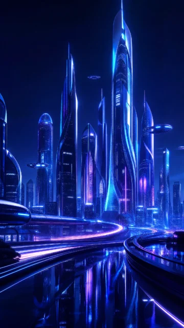 未来感霓虹城市手机壁纸