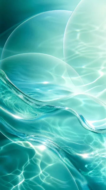 青绿色清透水光手机壁纸