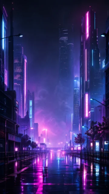 霓虹灯都市夜色手机壁纸