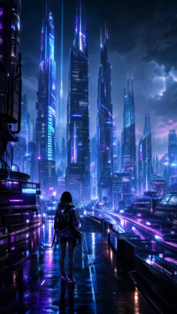 赛博霓虹未来都市手机壁纸