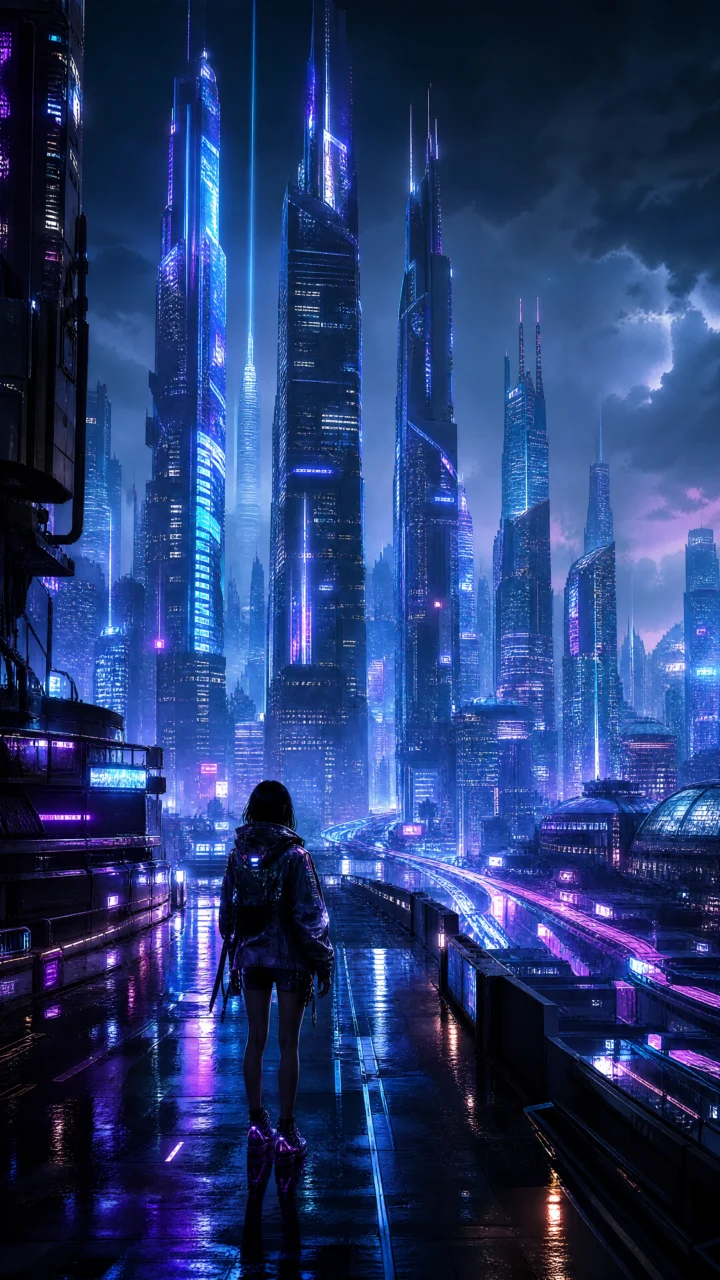 赛博霓虹未来都市手机壁纸