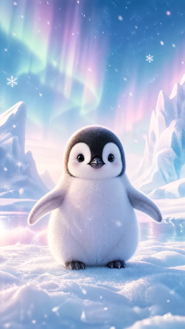 梦幻冰雪企鹅手机壁纸