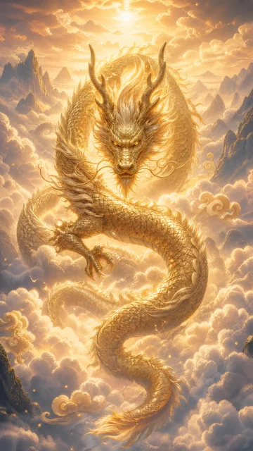 云海之上的神龙手机壁纸