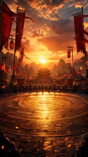 武道会夕阳擂台手机壁纸