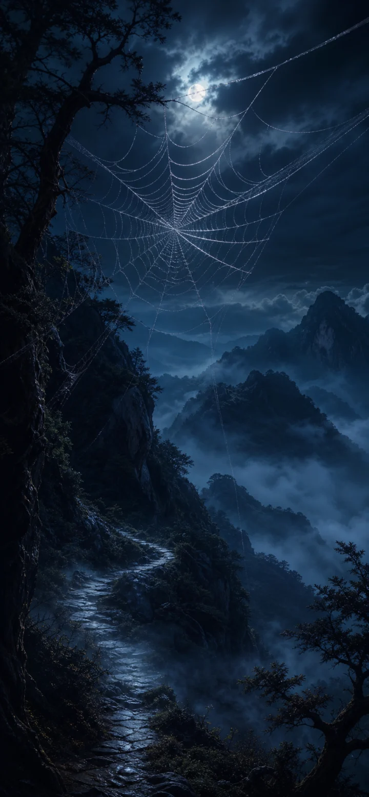 那田蜘蛛山月夜蛛网手机壁纸