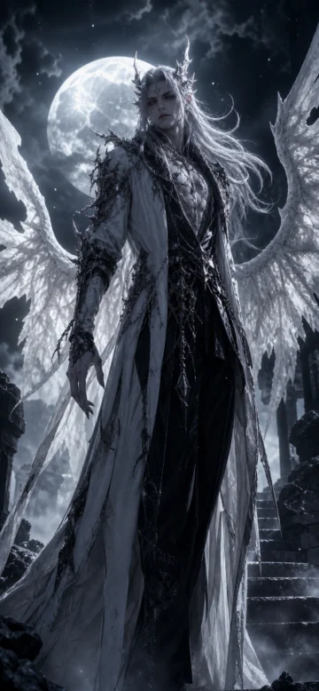 白色恶魔冷月手机壁纸