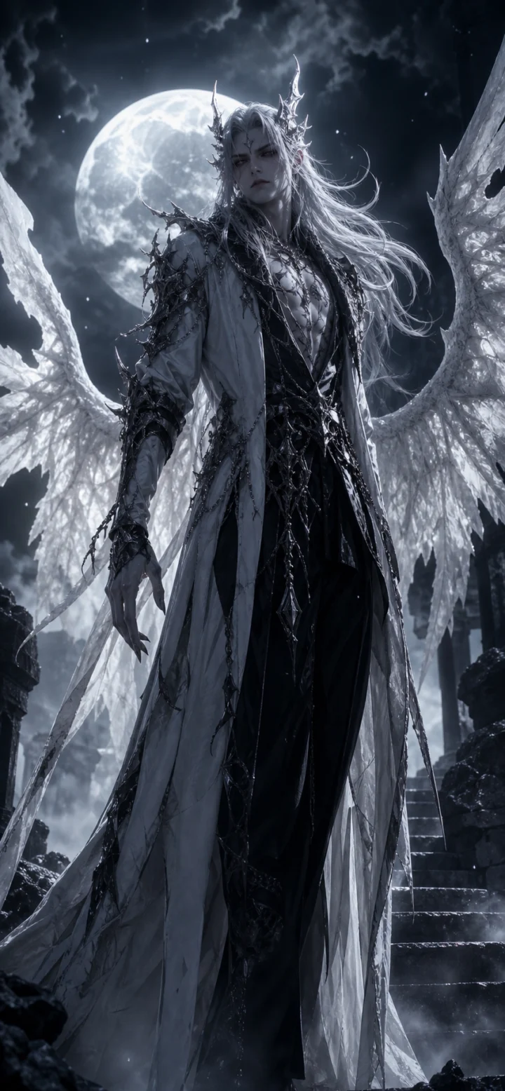 白色恶魔冷月手机壁纸