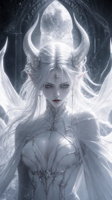白色恶魔冷月幻想手机壁纸