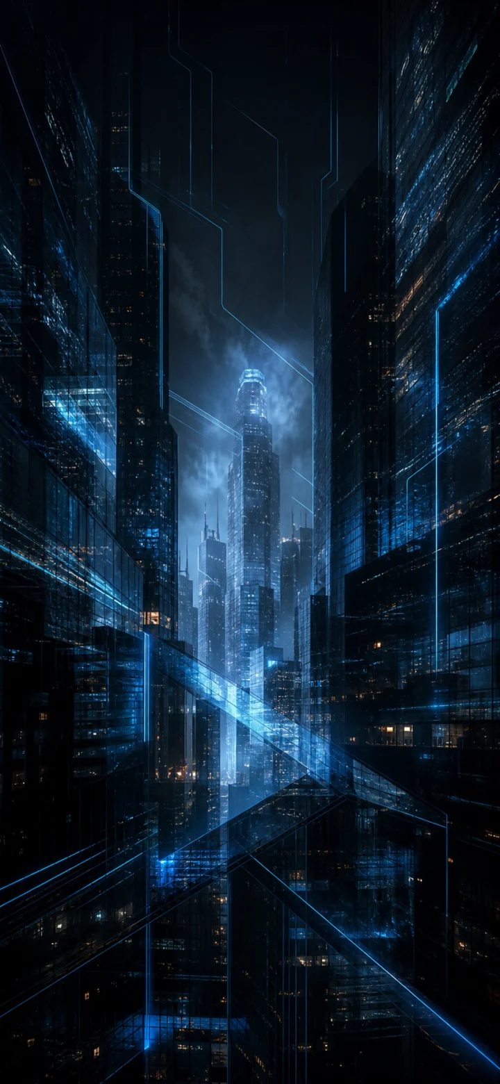 隐秘渗透幽蓝夜幕手机壁纸