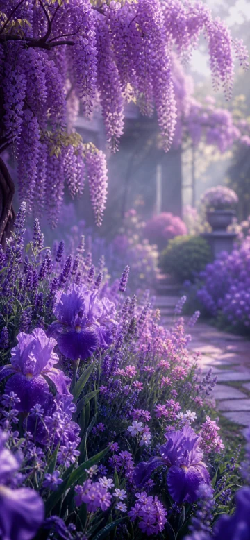 梦幻紫色花园手机壁纸