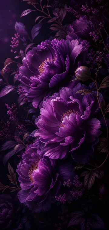 暗紫花卉手机壁纸