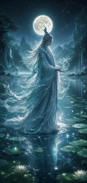 月夜河神手机壁纸