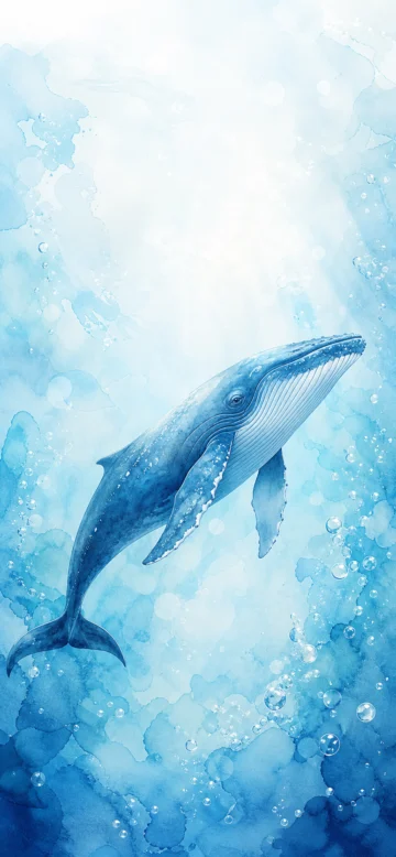 梦幻水彩鲸手机壁纸