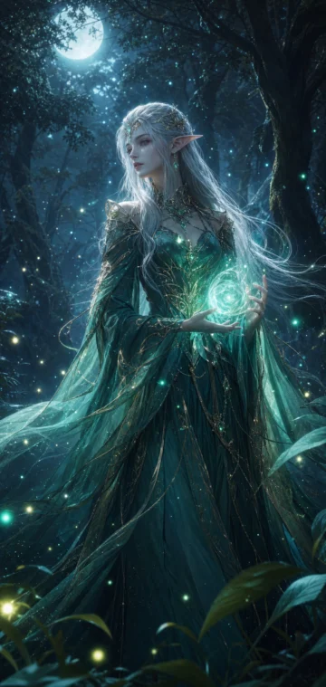 月光森林精灵法师手机壁纸