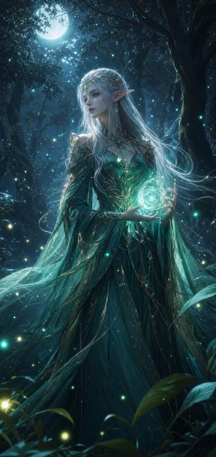 月光森林精灵法师手机壁纸