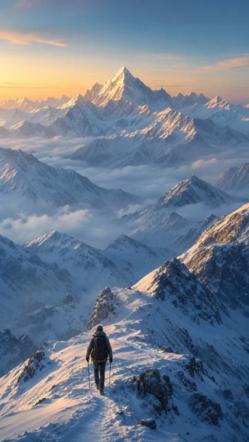 雪山远行手机壁纸
