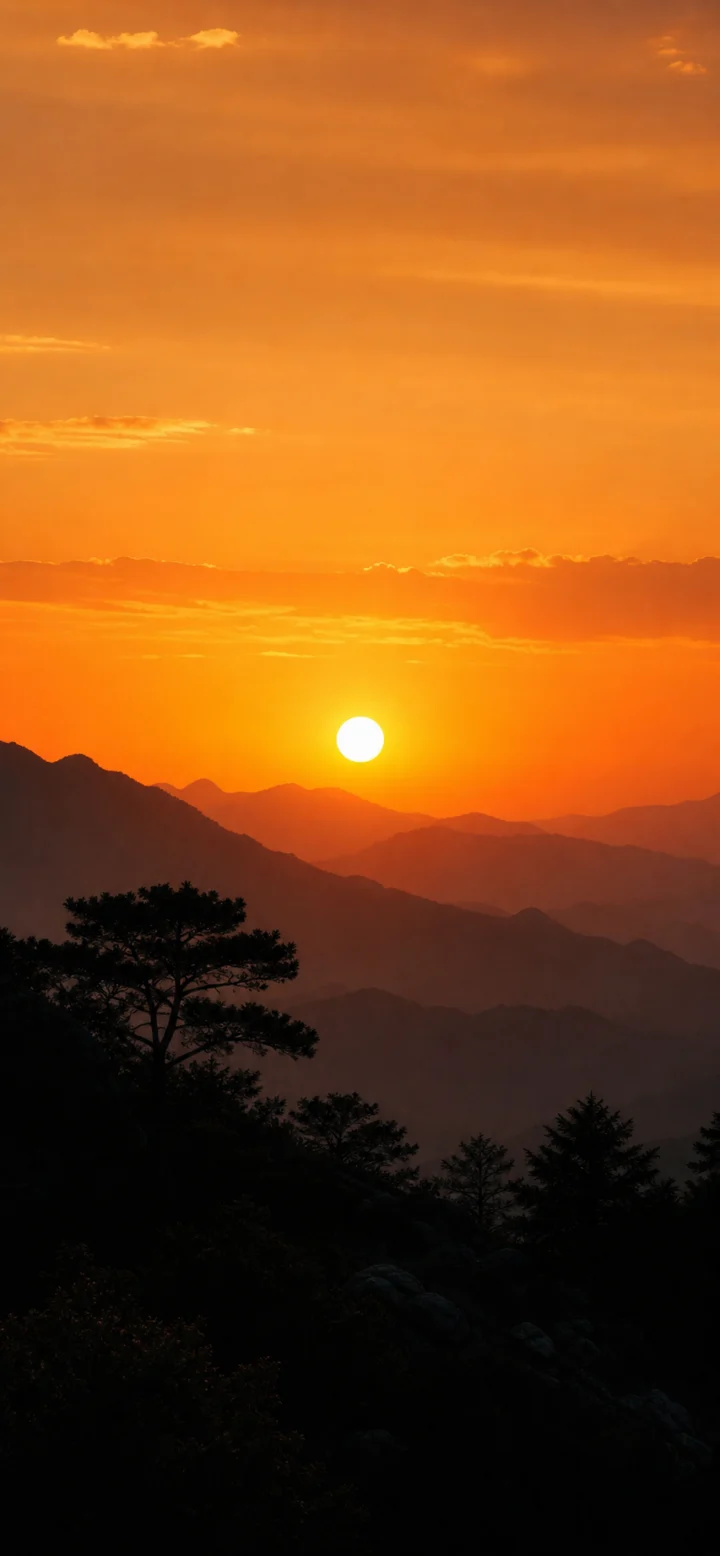夕阳剪影手机壁纸