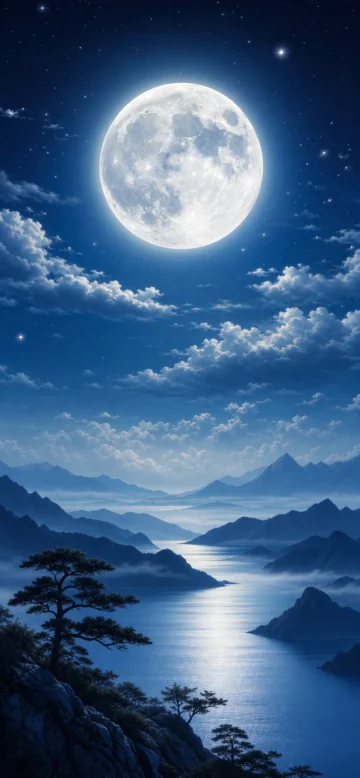 静夜满月手机壁纸