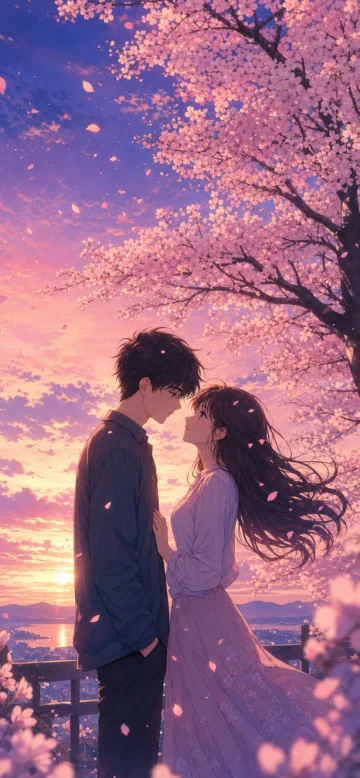 浪漫动画樱花黄昏手机壁纸