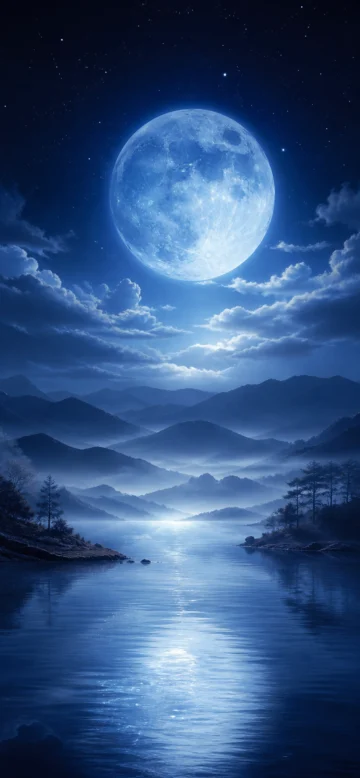 蓝月静夜手机壁纸