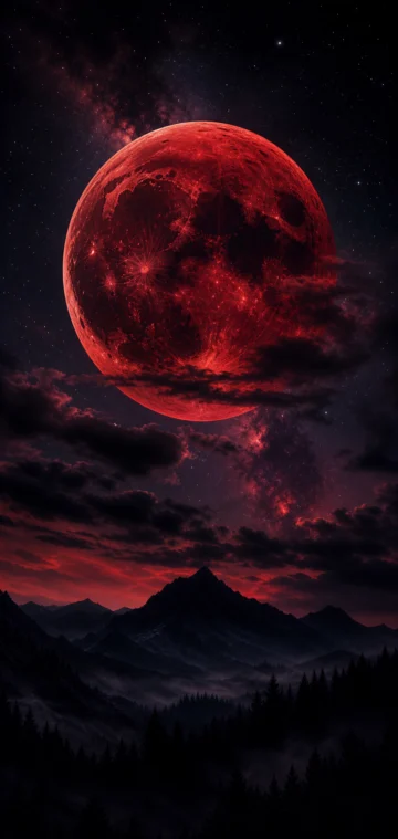 血月夜幕手机壁纸